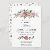 Dusty Pink Floral Wedding Rehearsal Dinner Kaart (Voorkant / Achterkant)