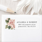 Dusty Pink Floral Wedding Return Address Etiket (Insitu)