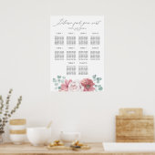 Dusty Pink Floral Wedding Seating Chart Poster (Keuken)