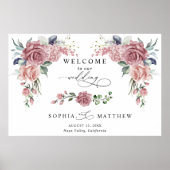 Dusty Pink Floral Wedding Welcome Poster (Voorkant)