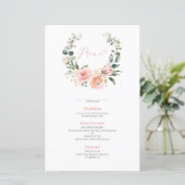 Dusty Pink Floral Wreath Wedding Menu (Staand voorkant)