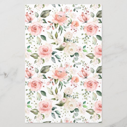 Dusty Pink Floral Wreath Wedding Menu (Achterkant)