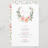 Dusty Pink Floral Wreath Wedding Menu (Voorkant / Achterkant)
