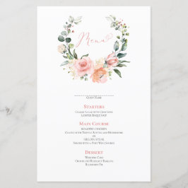 Dusty Pink Floral Wreath Wedding Menu