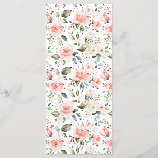 Dusty Pink Floral Wreath Wedding Menu (Achterkant)