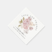 Dusty Pink Florals Dank u Namen Bruiloft Servet (Hoek)
