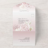 Dusty Pink Florals Dusty Roos Naam Adres Bruiloft All In One Uitnodiging (Buitenkant)