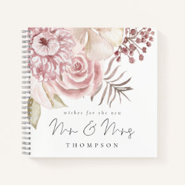 Dusty Pink Florals New Mr Mrs Wedding Guest Book Notitieboek