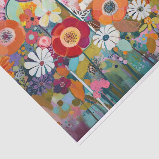 Dusty Pink Flowers Abstract schilderij Decoupage Tissuepapier (Detail)