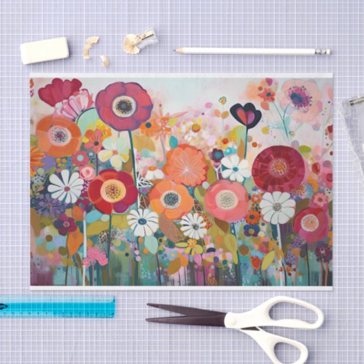 Dusty Pink Flowers Abstract schilderij Decoupage Tissuepapier (Craft)