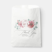 Dusty Pink Flowers Elegant Script Bedankt Bedankzakje (Voorkant)