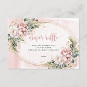 Dusty Pink Flowers Eucalyptus Baby Girl Raffle Car Informatiekaartje (Voorkant)