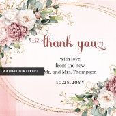 Dusty Pink Flowers Eucalyptus Wedding Thank You  Bedankkaart