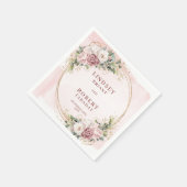 Dusty Pink Flowers Gold Glitter Eucalyptus Wedding Servet (Hoek)