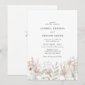 Dusty Pink Flowers | Tuin bruiloft uitnodigingen (Voorkant / Achterkant)