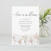 Dusty Pink Flowers | VRIJGEZELLENFEEST WATERVERF Kaart (Staand voorkant)