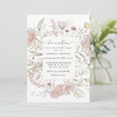 Dusty Pink Flowers | VRIJGEZELLENFEEST WATERVERF Kaart (Staand voorkant)