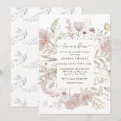 Dusty Pink Flowers | VRIJGEZELLENFEEST WATERVERF Kaart (Voorkant / Achterkant)