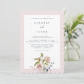 Dusty Pink Garden Wildflower bruiloft uitnodiging (Staand voorkant)