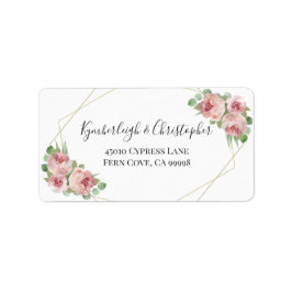 Dusty Pink Geometric Wedding RSVP Return Address Etiket
