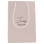 Dusty Pink Gepersonaliseerde Bruiloft Naam Gift Medium Cadeauzakje (Voorkant)