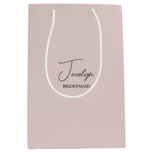 Dusty Pink Gepersonaliseerde Bruiloft Naam Gift Medium Cadeauzakje (Voorkant)