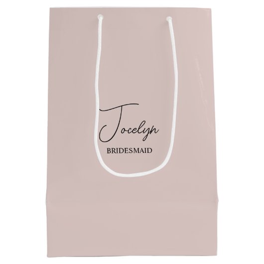 Dusty Pink Gepersonaliseerde Bruiloft Naam Gift Medium Cadeauzakje (Achterkant)