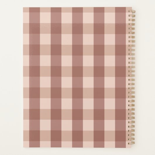 Dusty Pink Gingham geruit Planner (Achterkant)