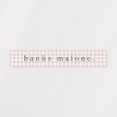 Dusty Pink Gingham Waterdichte Naam Labels (Design 1)