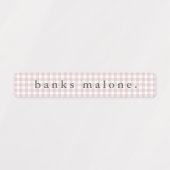 Dusty Pink Gingham Waterdichte Naam Labels (Design 1)