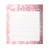Dusty Pink Glitter Aangepast Notitieblok (Voorkant)
