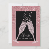 Dusty Pink Glitter Champagne Toast Nieuwjaar (Voorkant)