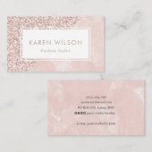 Dusty Pink glitter en waterverf visitekaartje (Voorkant / Achterkant)