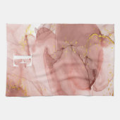 Dusty Pink Gold Agate Alcohol Ink Monogramed Theedoek (Horizontaal)