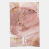 Dusty Pink Gold Agate Alcohol Ink Monogramed Theedoek (Verticaal)