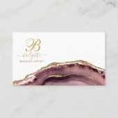 Dusty Pink Gold Agate Makeup kunstenaar Visitekaartje (Voorkant)