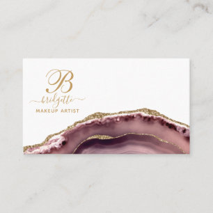 Dusty Pink Gold Agate Makeup kunstenaar Visitekaartje