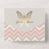 Dusty Pink Gold Butterfly Wedding Uitnodigen All In One Uitnodiging (Achterkant)