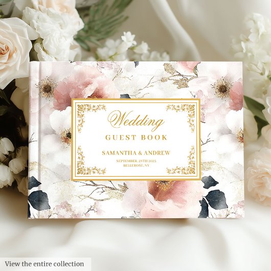  Dusty Pink Gold Floral Wedding Guest Book Gastenboek