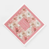 Dusty Pink Gold Flowers Napkins Trendy Custom Name Servet (Hoek)