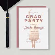 Dusty Pink Gold Foil Graduparty Folie