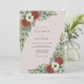 Dusty Pink Graceful Botanical Wedding Kaart (Staand voorkant)