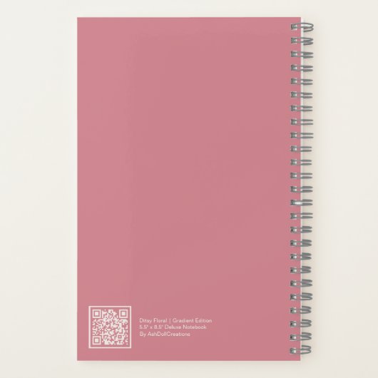 Dusty Pink Gradient Floral Aesthetic Notebook Notitieboek (Achterkant)