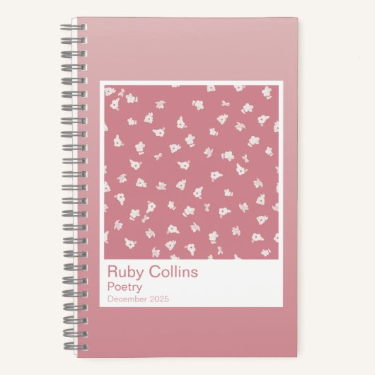 Dusty Pink Gradient Floral Aesthetic Notebook Notitieboek (Voorkant)