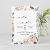Dusty Pink Green Floral Wedding Kaart (Staand voorkant)