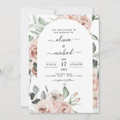 Dusty Pink Green Floral Wedding Kaart (Voorkant)