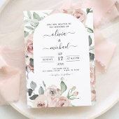 Dusty Pink Green Floral Wedding Kaart