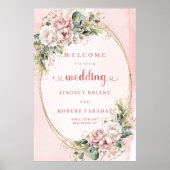 Dusty Pink Greenery Boho Blush Pink Wedding Welcom Poster (Voorkant)