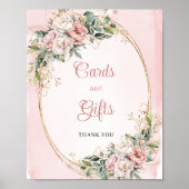 Dusty Pink Greenery Cards and Gifts Baby Shower  Poster (Voorkant)
