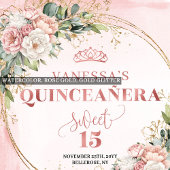 Dusty Pink Greenery Floral Sweet 15 Celebration Servet